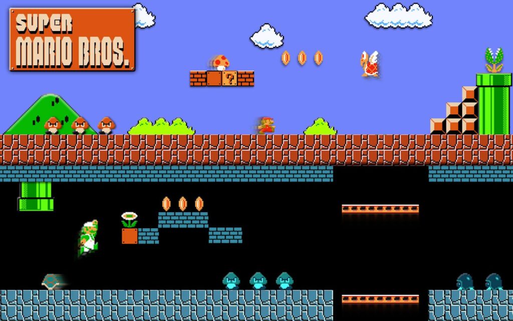 Classic Super Mario Brothers Desktop Wallpaper in HD.