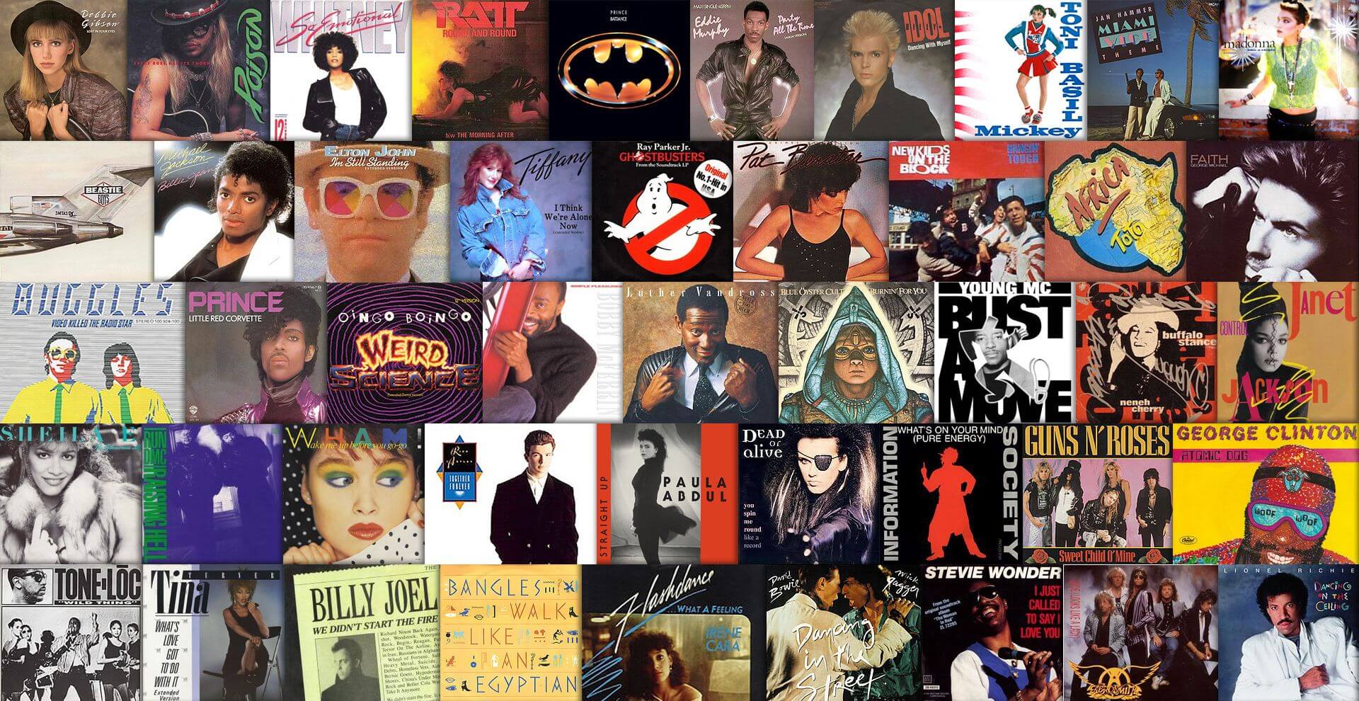 80s Hit Singles Cover Art Wallpaper Desktop Background