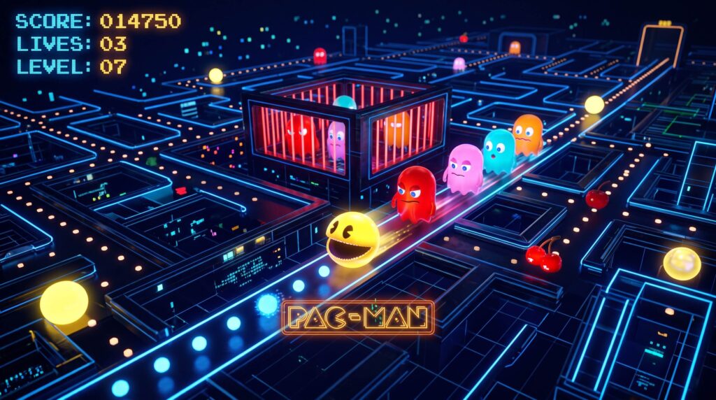 3D Pac-man Game Desktop Wallpaper